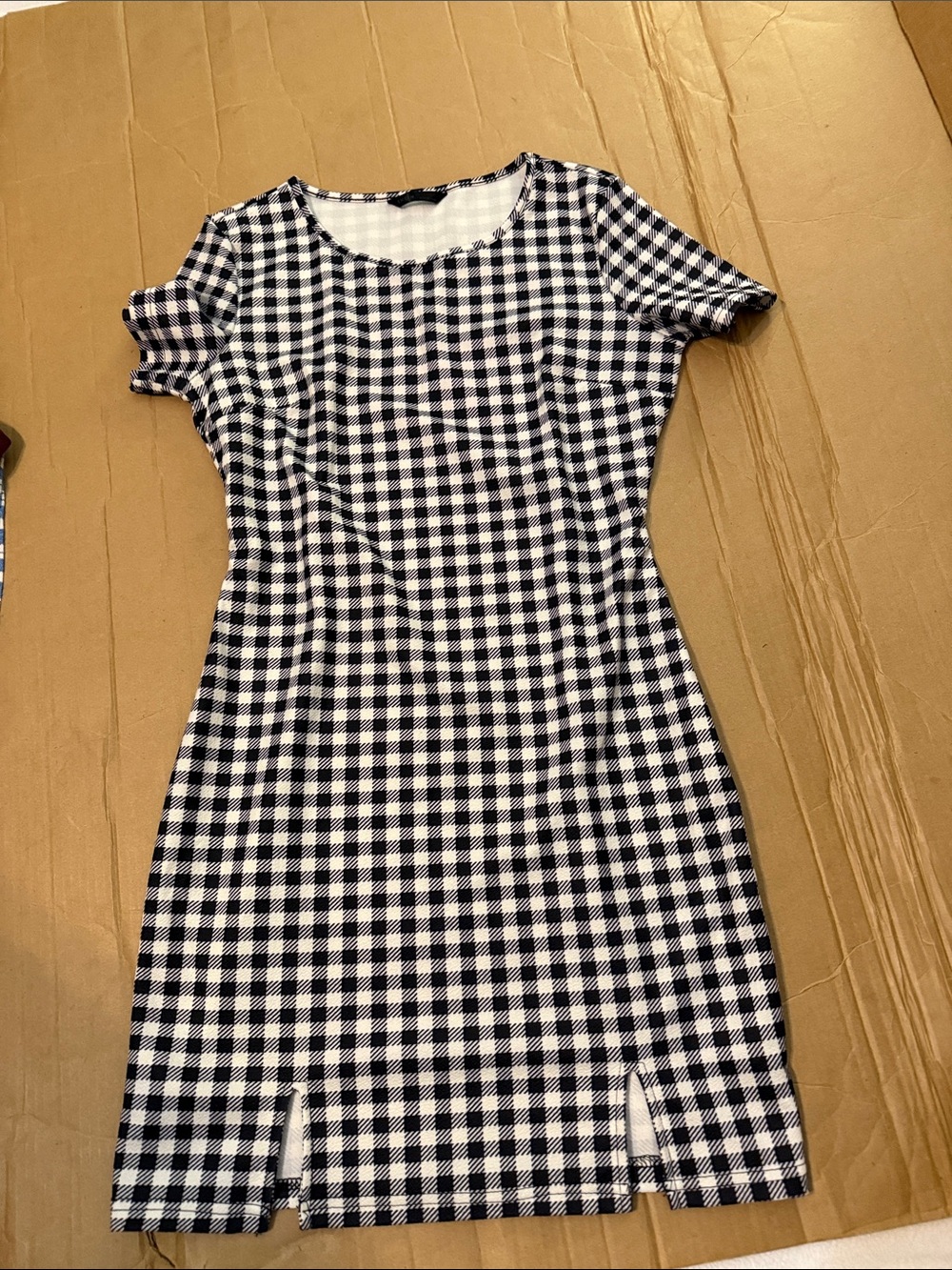 Classic Black & White Gingham Short Sleeve Dress